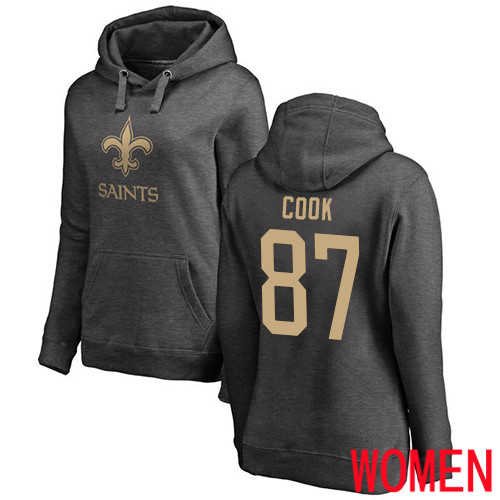 New Orleans Saints Ash Women Jared Cook One Color NFL Football 87 Pullover Hoodie Sweatshirts